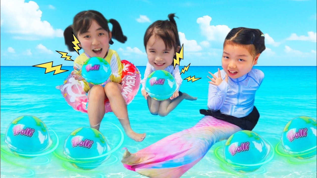 【寸劇】人魚からのプレゼントは地球グミ？マーメイドグミ？プールで仲良く遊ぼう！kids