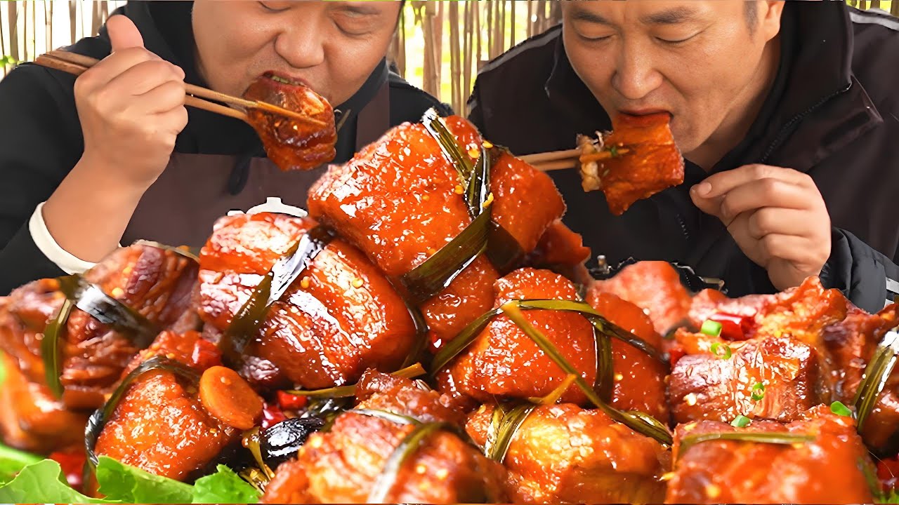 十斤五花肉，二弟做滿滿一盆“紅燒肉”，咬下去吃得滿嘴流油【鐵鍋視頻】