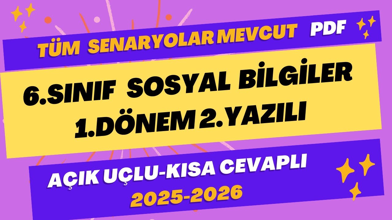 6.Sınıf Sosyal Bilgiler 1.D&ouml;nem 2.Yazılı #2025 #2026 #sosyalbilgiler
