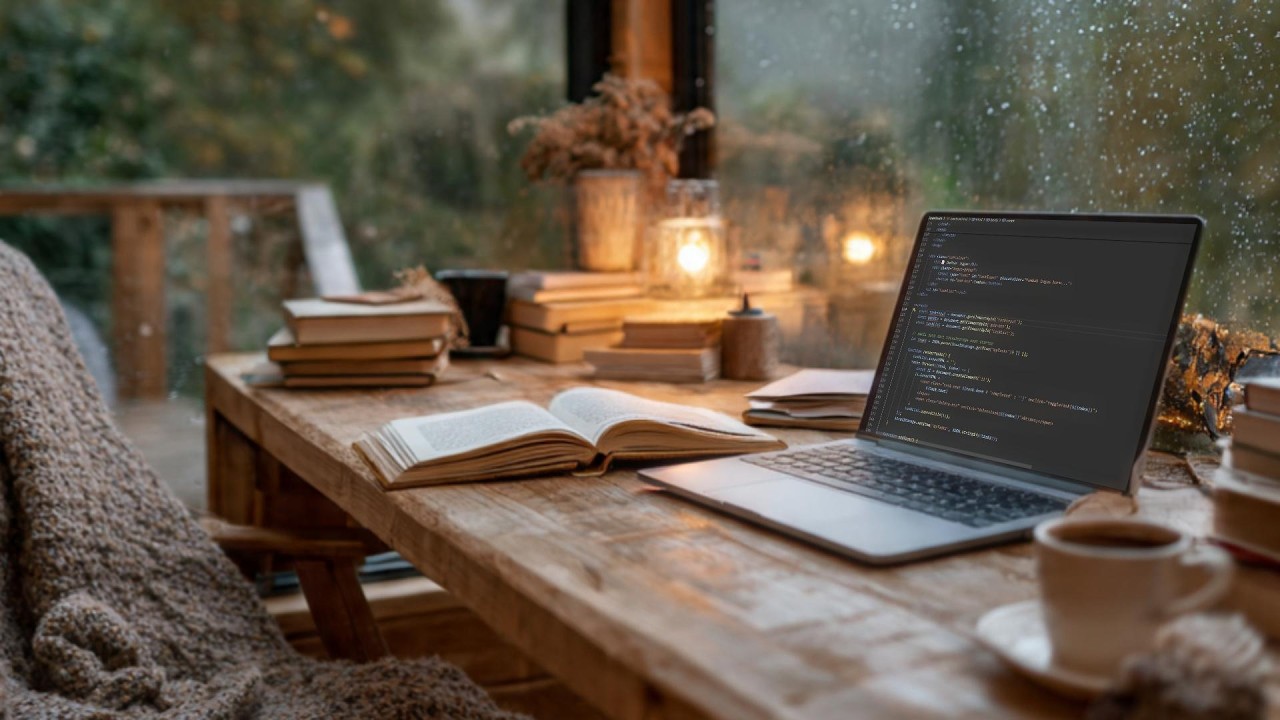 Rainy Afternoon in a Cozy Cabin ☕ Dark Ambience for Reading, Study & Deep Focus