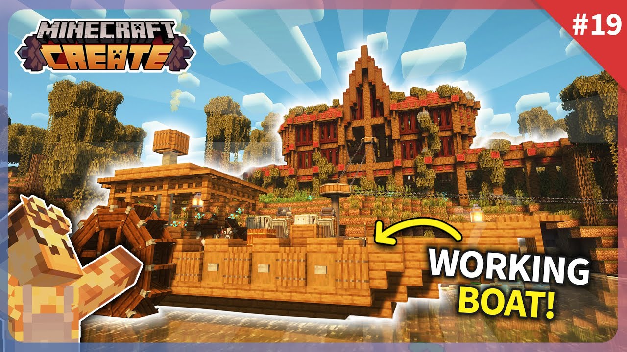 I built a BOAT, TRAIN and more LOGISTICS in Minecraft Create Mod! [#19]