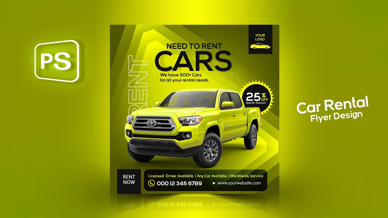 Car Rental Flyer Design | Photoshop Tutorial