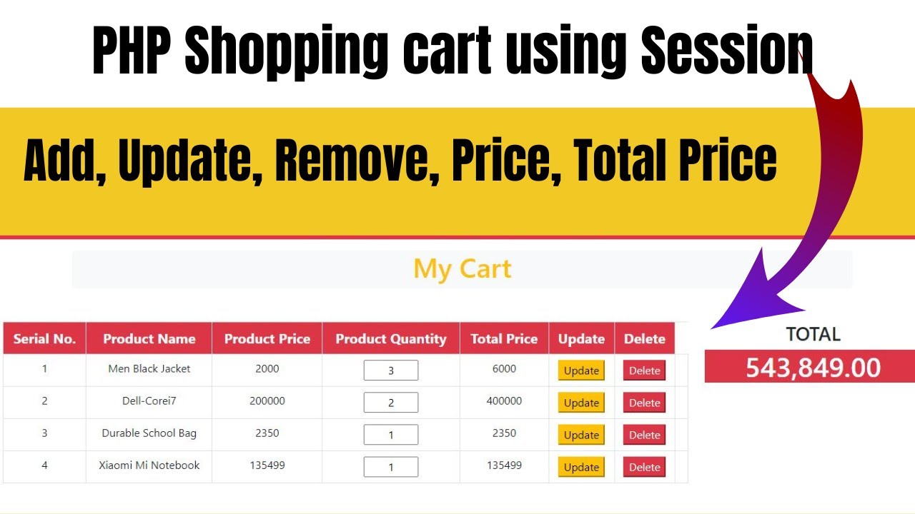 Add To Cart in PHP | Sopping Cart in PHP using Session |shopping cart tutorial PHP | Part-4