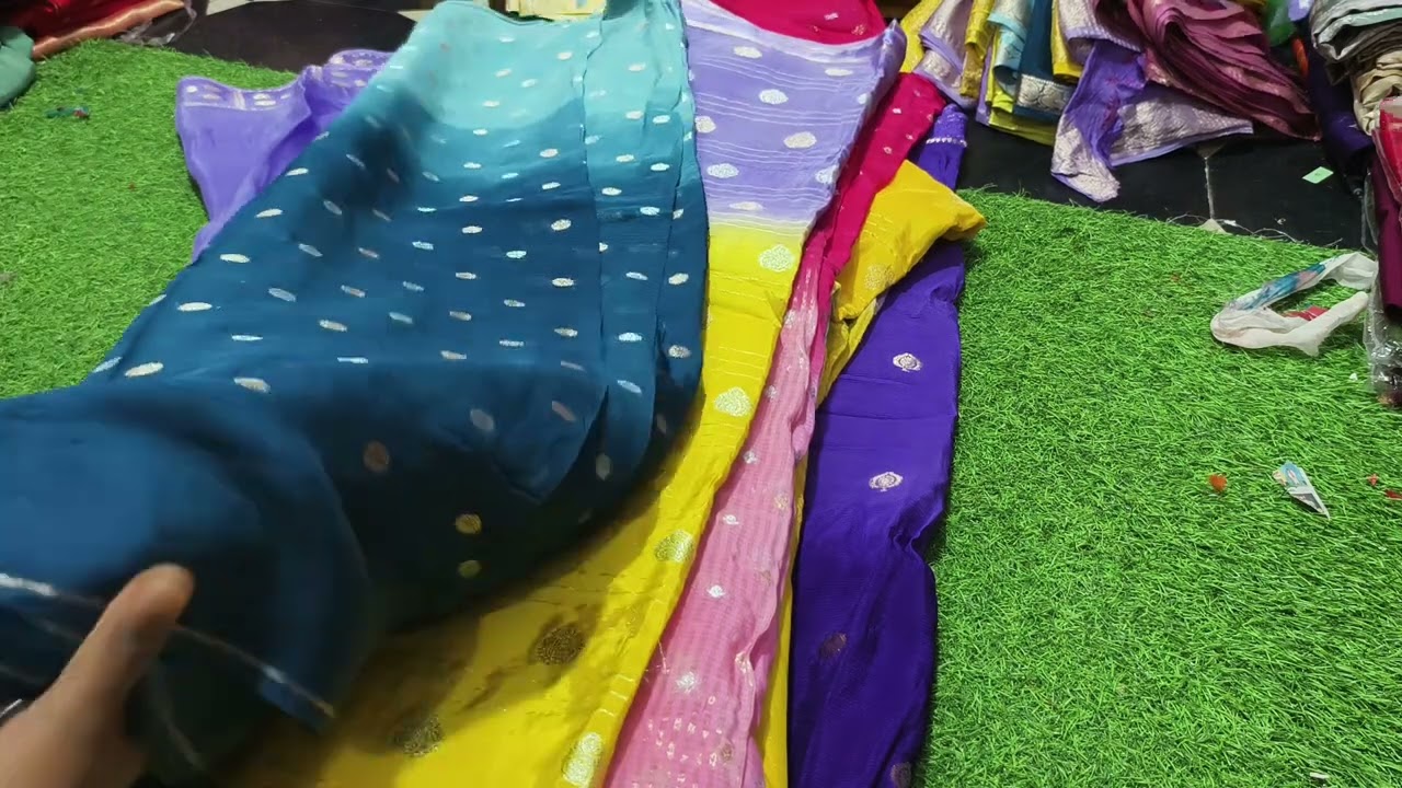Beautiful chinon dual shed saree collection 👌dnt miss