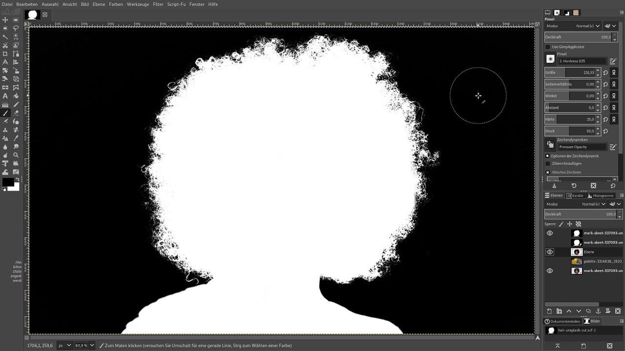 Gimp 2.10: Portrait – Haare – freistellen