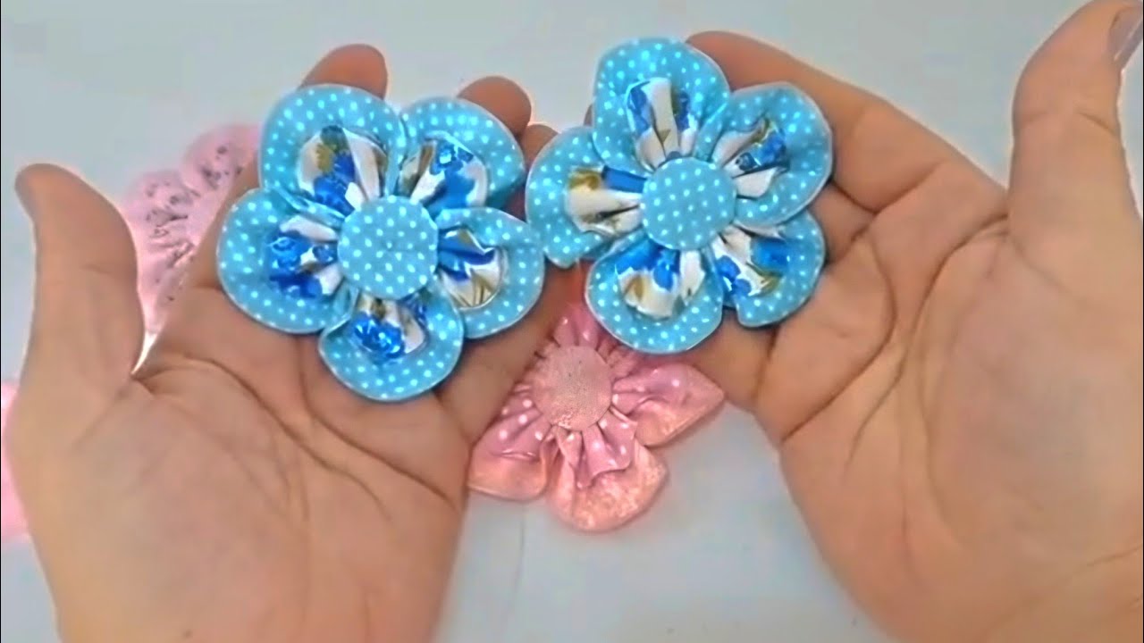 como fazer flor de fuxico dupla,como fazer flores de tecido #artesanato #flores