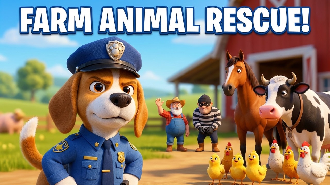🚨 Oh No! Old MacDonald’s Animals Are Missing! 🐄🐴 | Police Dog Rescue Story for Kids