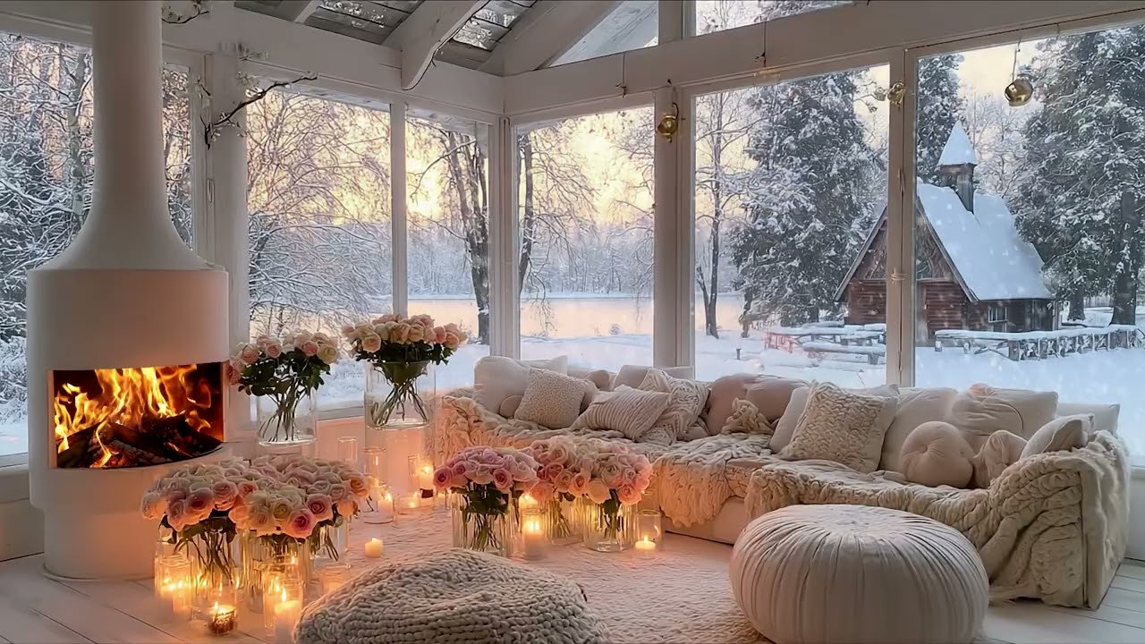 Winter Snowstorm Wind and Fireplace Sounds for PTSD Recovery, Insomnia and Night Relaxation