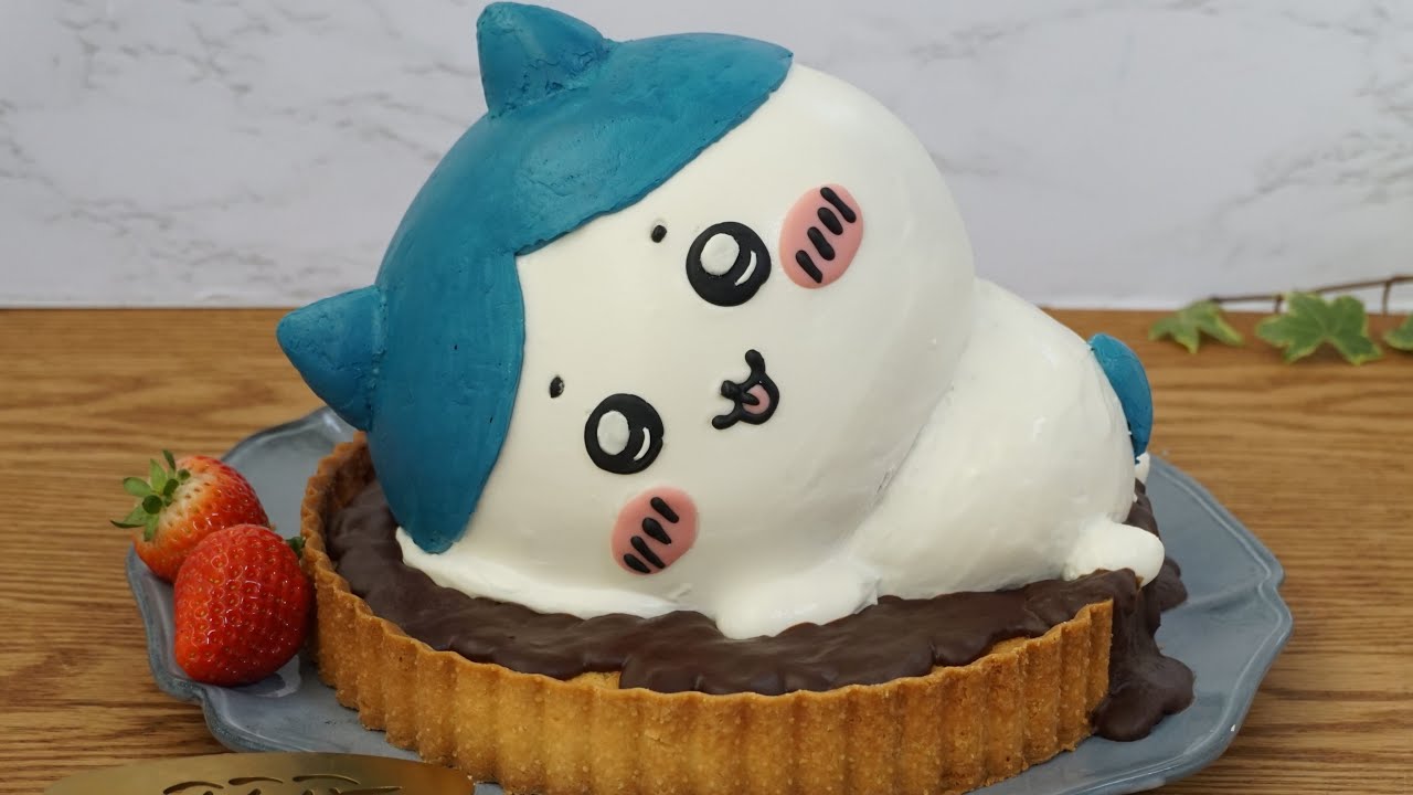 寝そべりハチワレのチョコタルト作りました