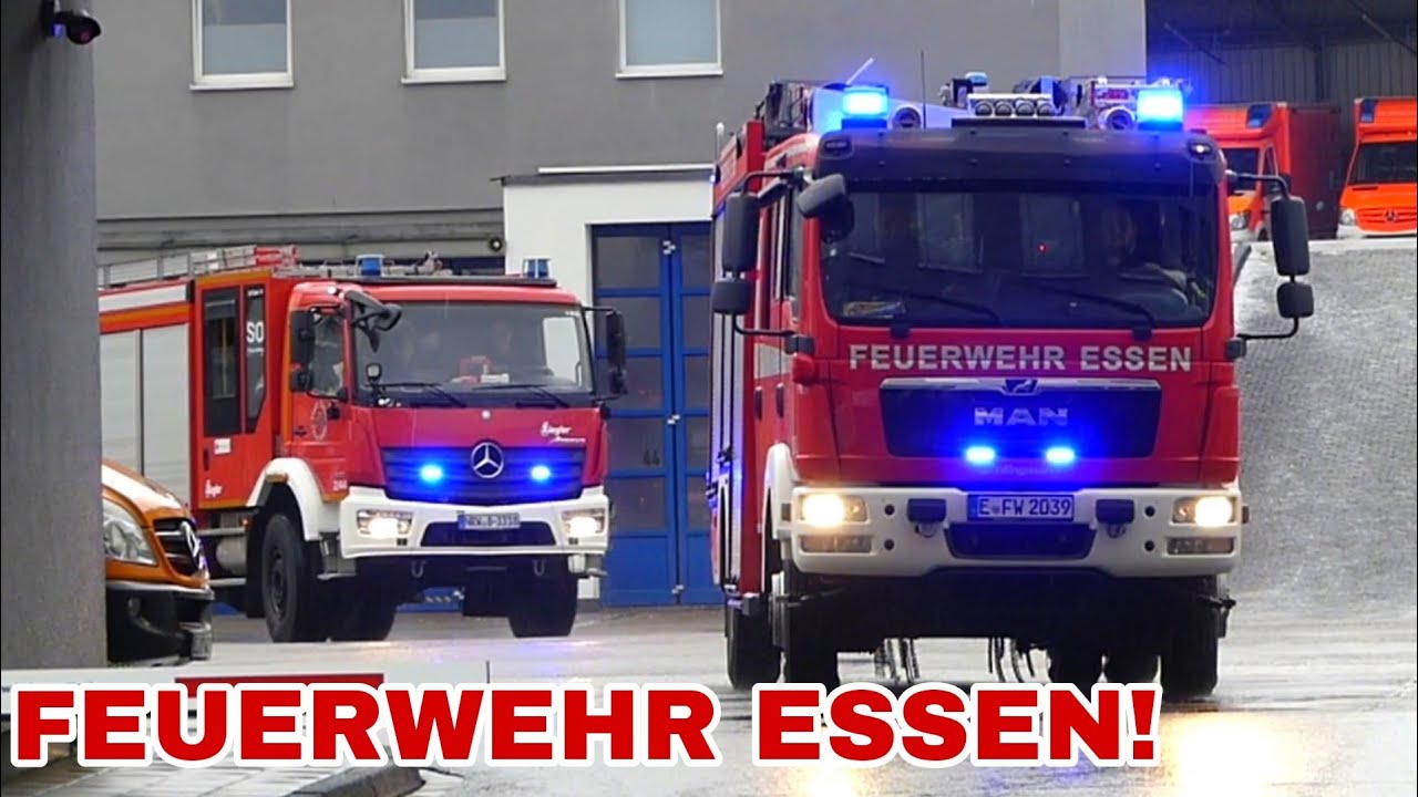 [Unwetter - DACHSTUHLBRAND] Einsatzfahrten an der Feuerwache 1 in Essen-Mitte!