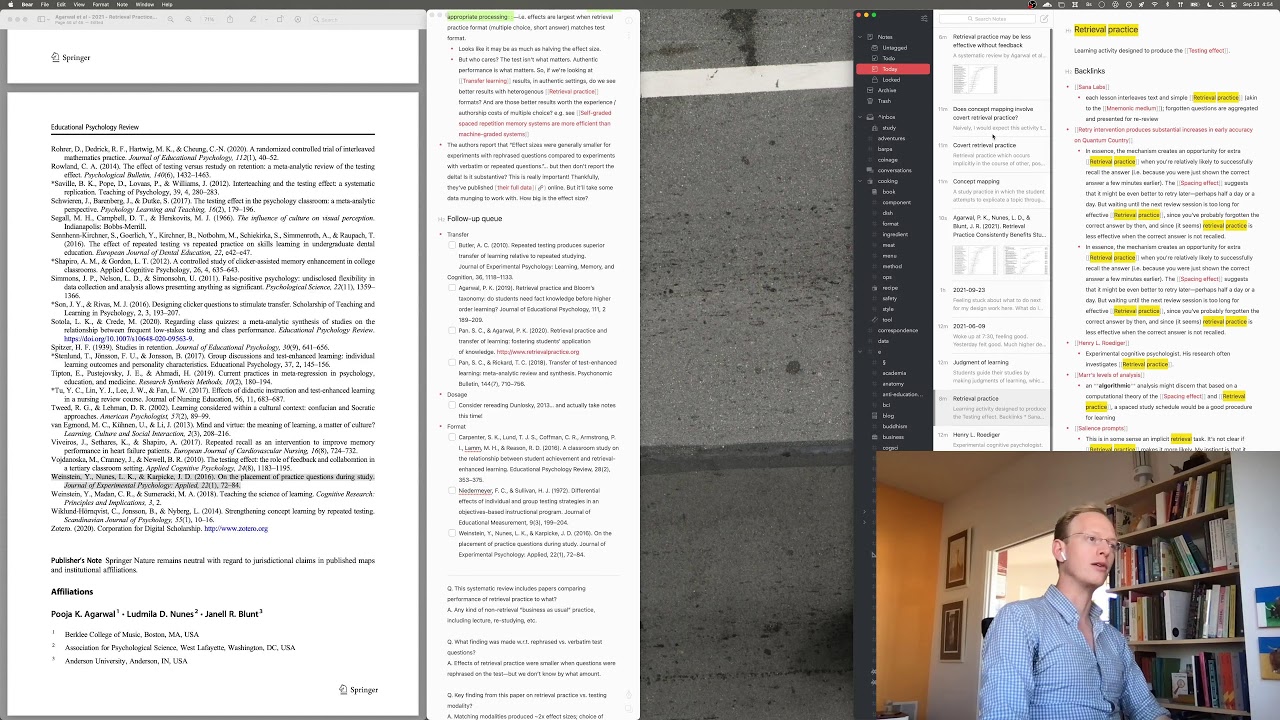 2021-09-23 Note-writing livestream on retrieval practice systematic review (Agarwal et al, 2021)