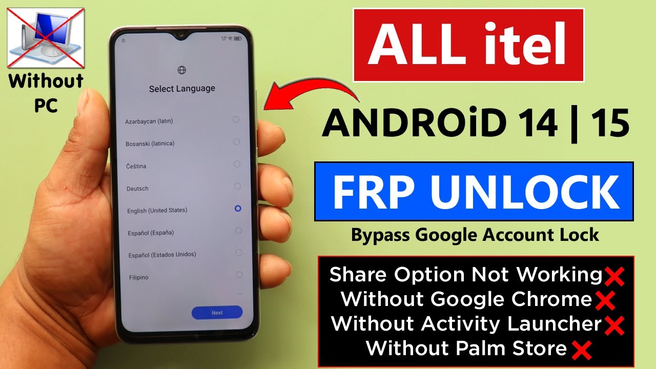 All Itel Android 14/15 Frp Bypass/Unlock - Fix Palm Store Not Open | No Activity Launcher/Without PC