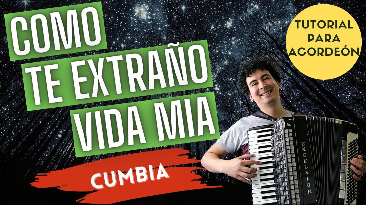 🚀 COMO TE EXTRAÑO VIDA MIA - TUTORIAL PARA ACORDEON A PIANO - CUMBIA - PARTITURA Y EXPLICACION