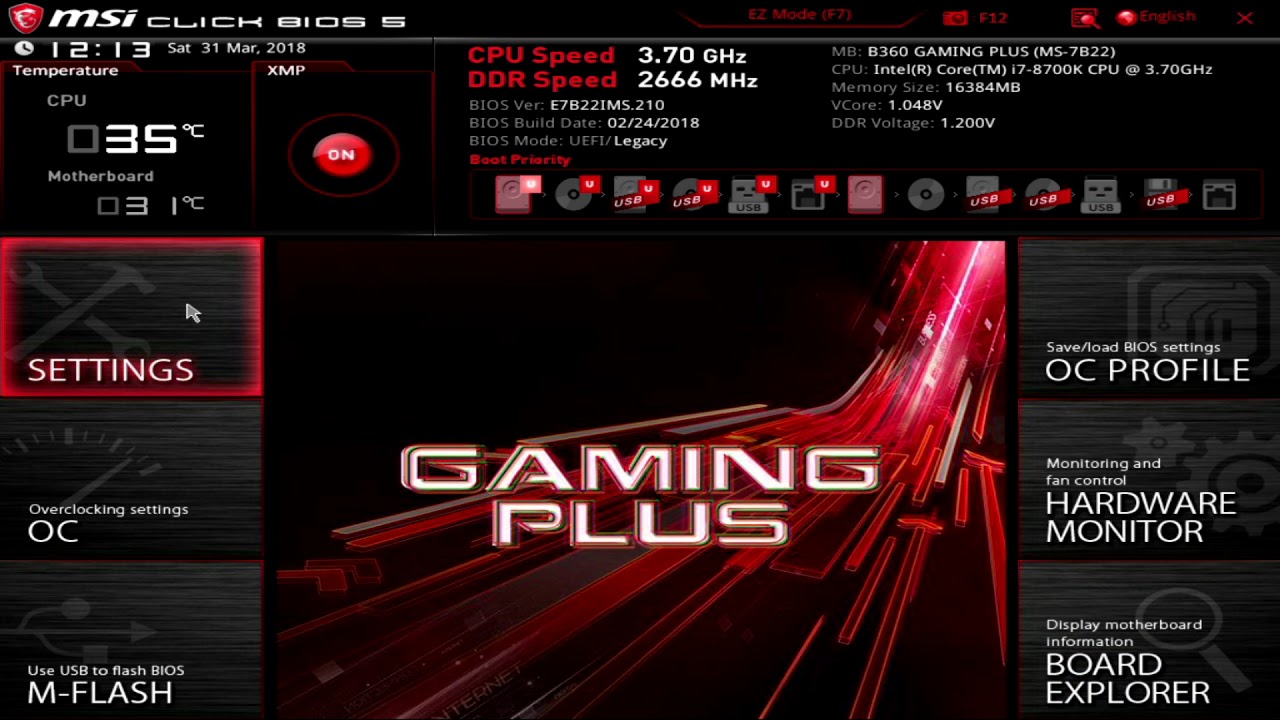 MSI B360 Gaming Plus UEFI