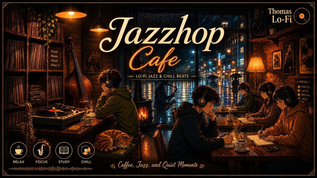 Jazzhop cafe (Chill & Focus) Lo-Fi Song 3Hrs.