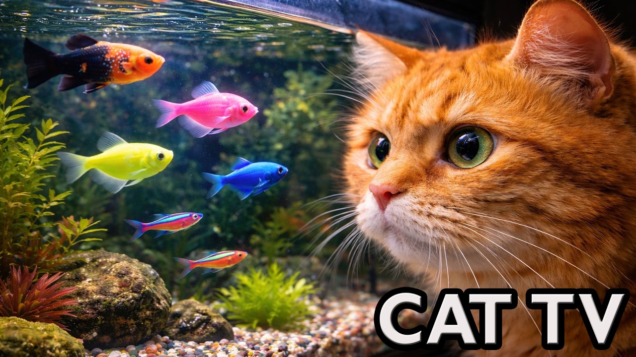 Cat TV Aquarium 🐠 Mollies, GloFish & Neon Tetras for Cats | 8 Hours 4K