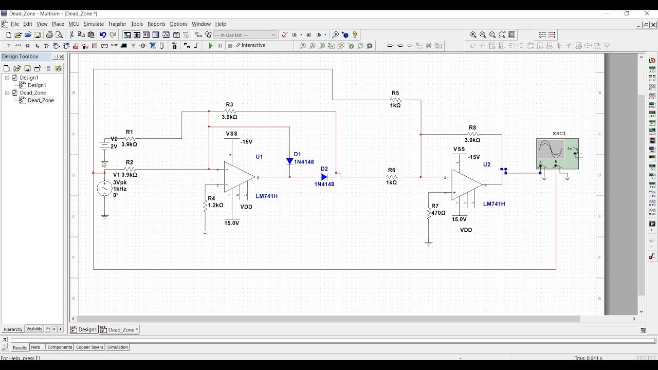 Multisim tutorial 12: Simulation of Precision clipper circuit in multisim using LM741 Opamp