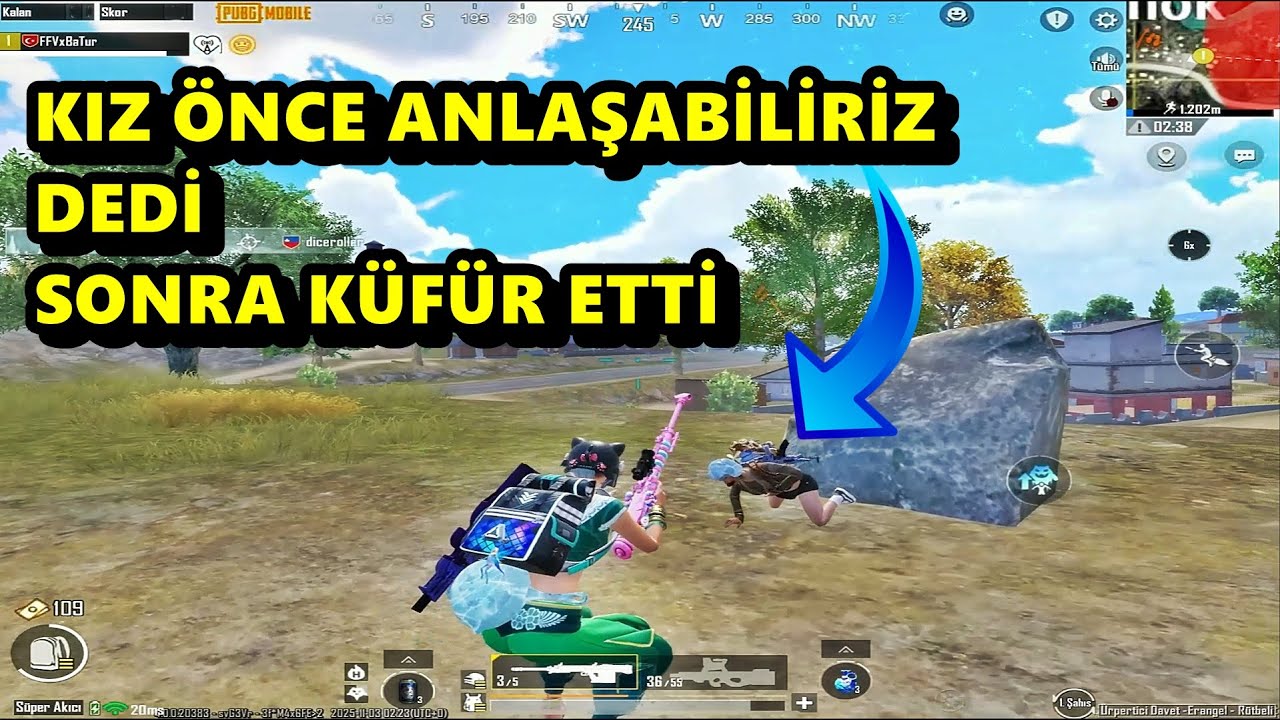 KIZ ÖNCE ANLAŞABİLİRİZ DEDİ SONRA KÜFÜR ETTİ ! BATUR GAME SOLO SQUAD PUBG MOBİLE