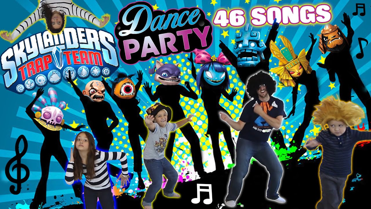 Dad & Kids have a Dance Party to 46 Songs!! (Dancing 2 All Skylanders Trap Team Villains Music)