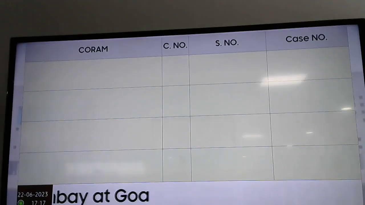 Display Board of The High Court of Bombay at Goa