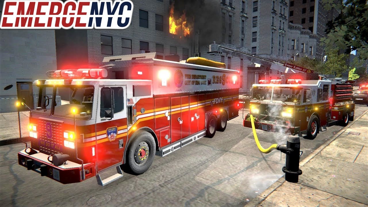 EmergeNYC FDNY Rescue 9 Responding To A Building Fire