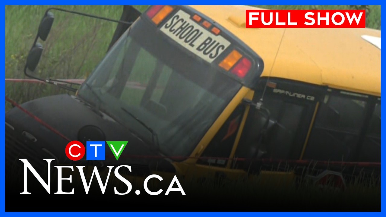 Школьный автобус съехал с трассы Yellowhead Trail | CTV News Edmonton в пять часов, 12 июня 2026 г.