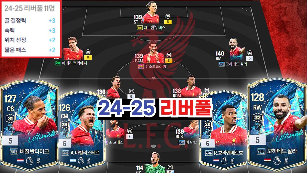 25토츠 몰아넣고 짜본 패치 이후 개떡상 팀컬러..! 24-25 현역 리버풀 스쿼드!