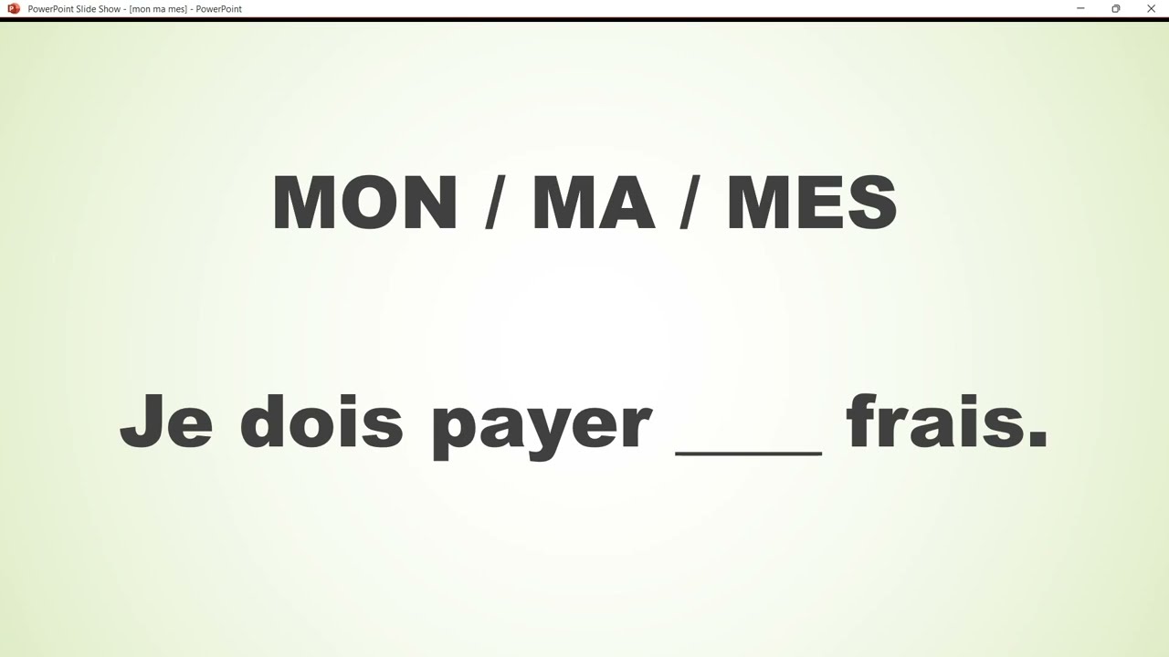 MON / MA / MES - Exercice - complétez les phrases (les adjectifs possessifs)