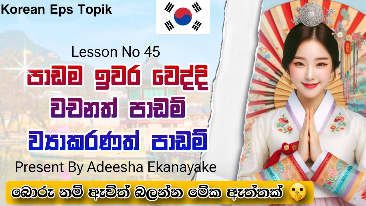 මේ පාඩම් මෙ විදියට ඉගෙන ගනිද්දි 200 ලේසී පුතා🇰🇷✈️🤫/lesson no 45