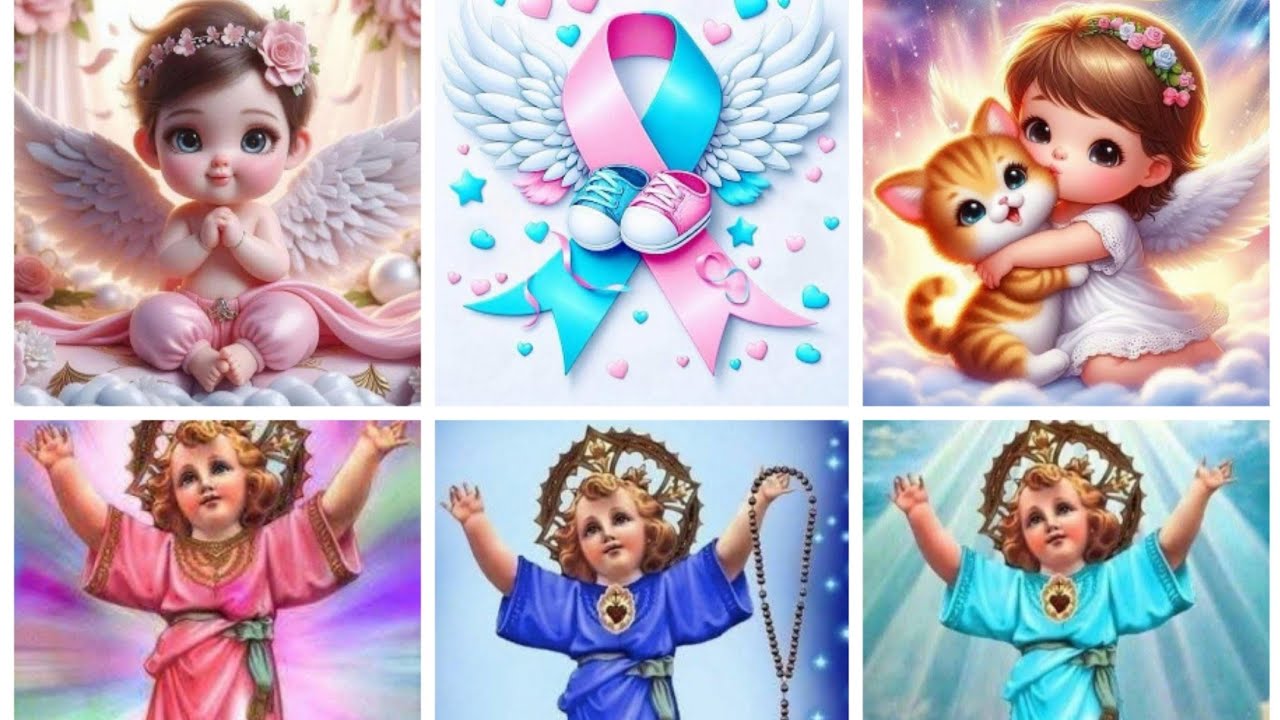 Im&aacute;genes de angelitos y el Divino ni&ntilde;o para coronas y arreglos de difuntos