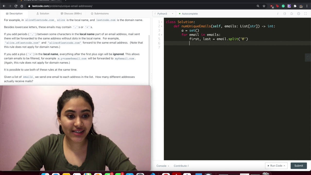Unique Email Addresses - LeetCode 929 Python