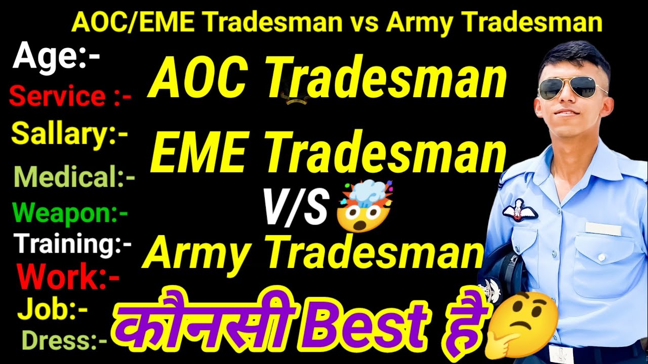 AOC Tradesman Mate Vs EME Tradesman Vs Army Tradesman Age Uniform Dress sallary canteen Card salary