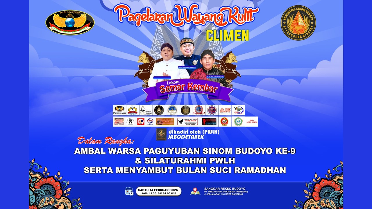 🔴LIVE WAYANG KULIT CLIMEN AMBAL WARSA PAGUYUAN SINOM BUDOYO KE 9 SANGGAR REKSO BUDOYO PTDI 14/02/26