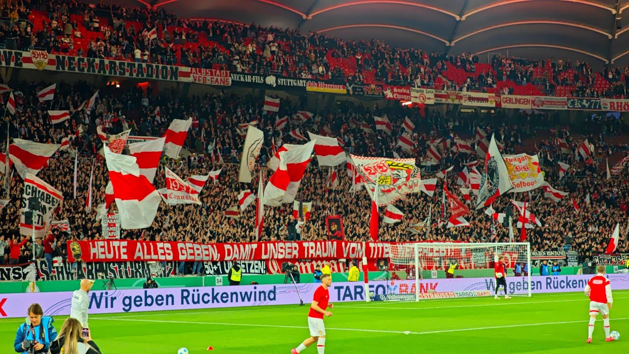 VfB Stuttgart Spieler Warm-up mit Einlaufmusik | DFB-Pokal Halbfinale 2025