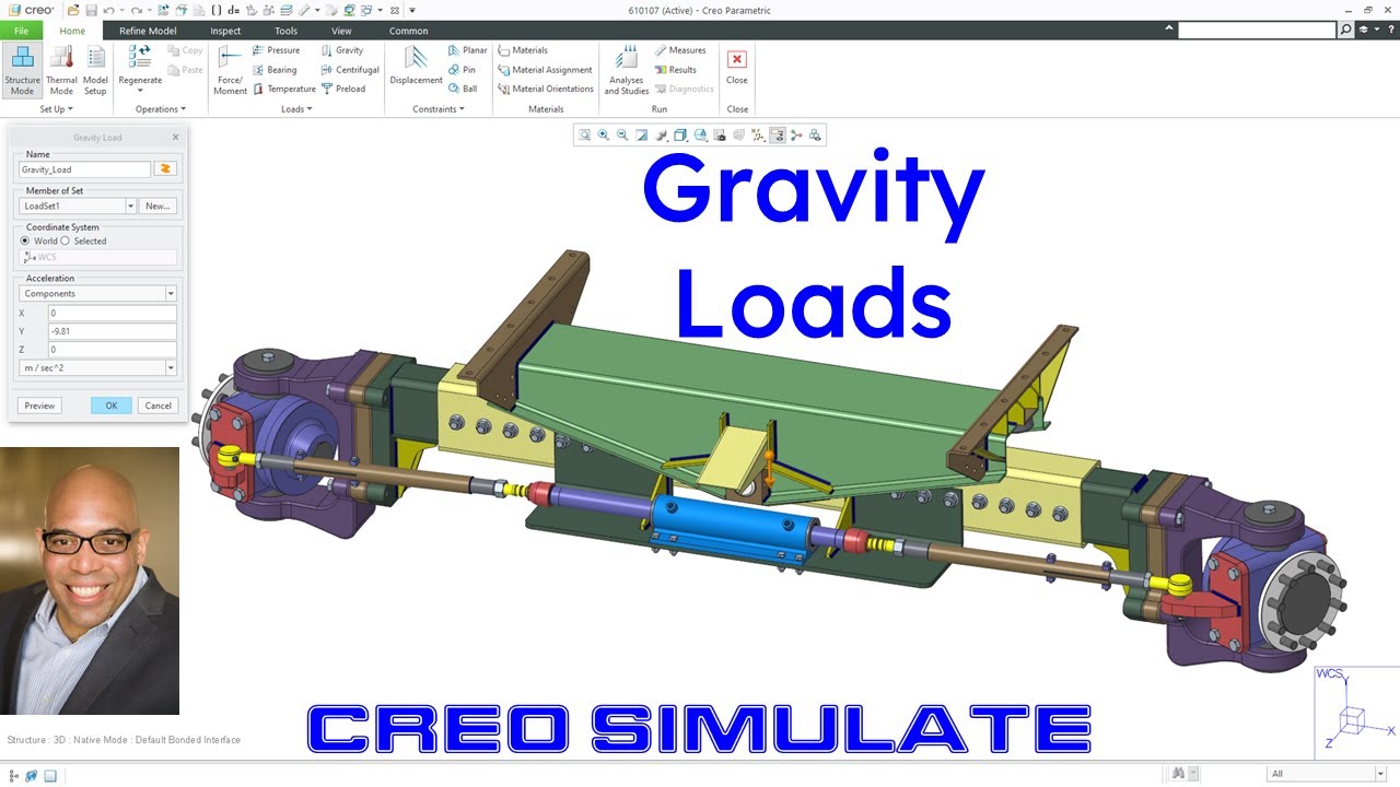 Creo Parametric - Creo Simulate - Gravity Loads
