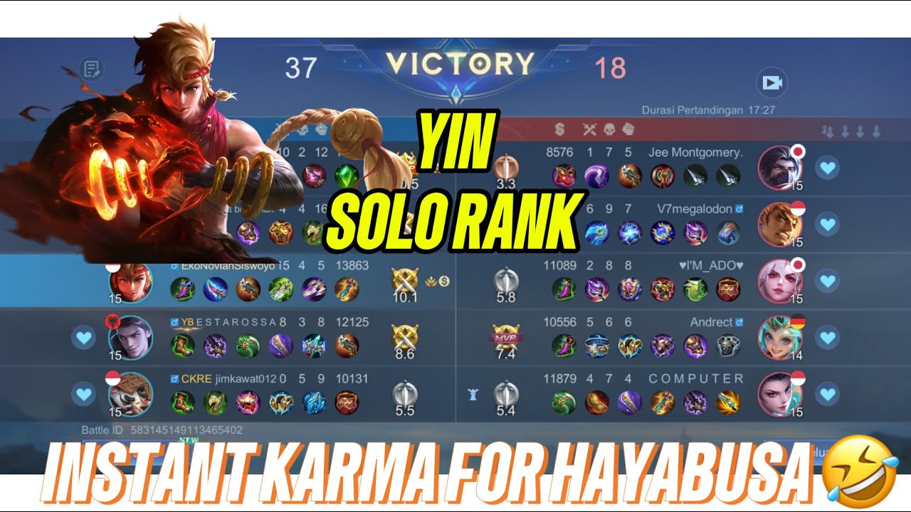 MOBILE LEGENDS - YIN SOLO IN RANK