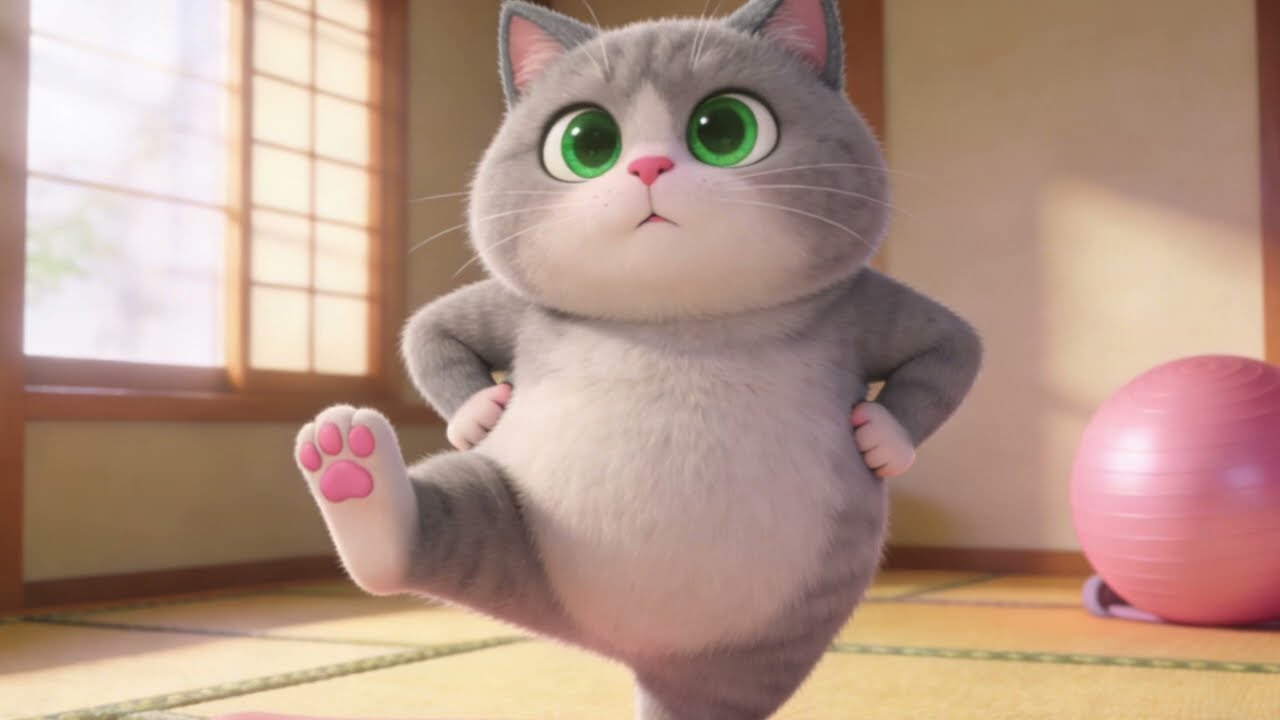 持續21天跟粉紅肉球灰貓減肥操Follow the Gray Cat Weight Loss Exercise for 21 Consecutive Days請留言按讚訂閱分享 #cat #gray