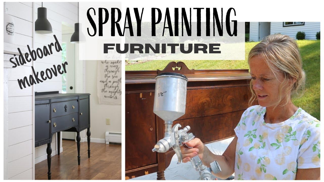 Sideboard Makeover ~ Buffet Makeover ~ Spray Painted Furniture ~ Furniture Makeover