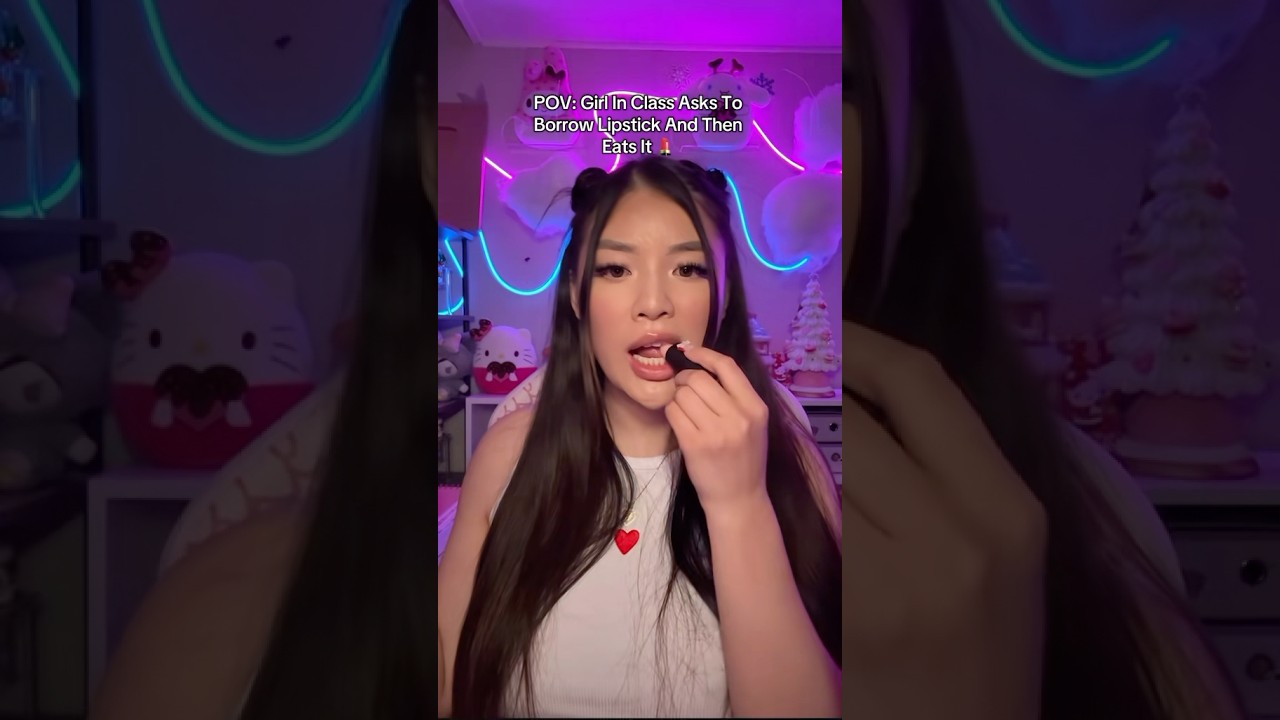 POV: Girl in class asks to borrow lipstick and then eats it 💄#asmr #shorts