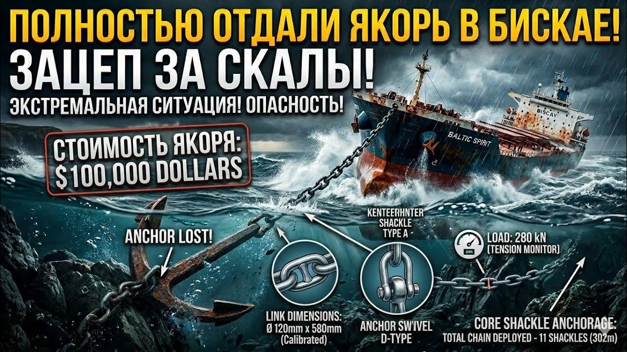 Отдача якоря в бискае с концами , зацеп за скалы