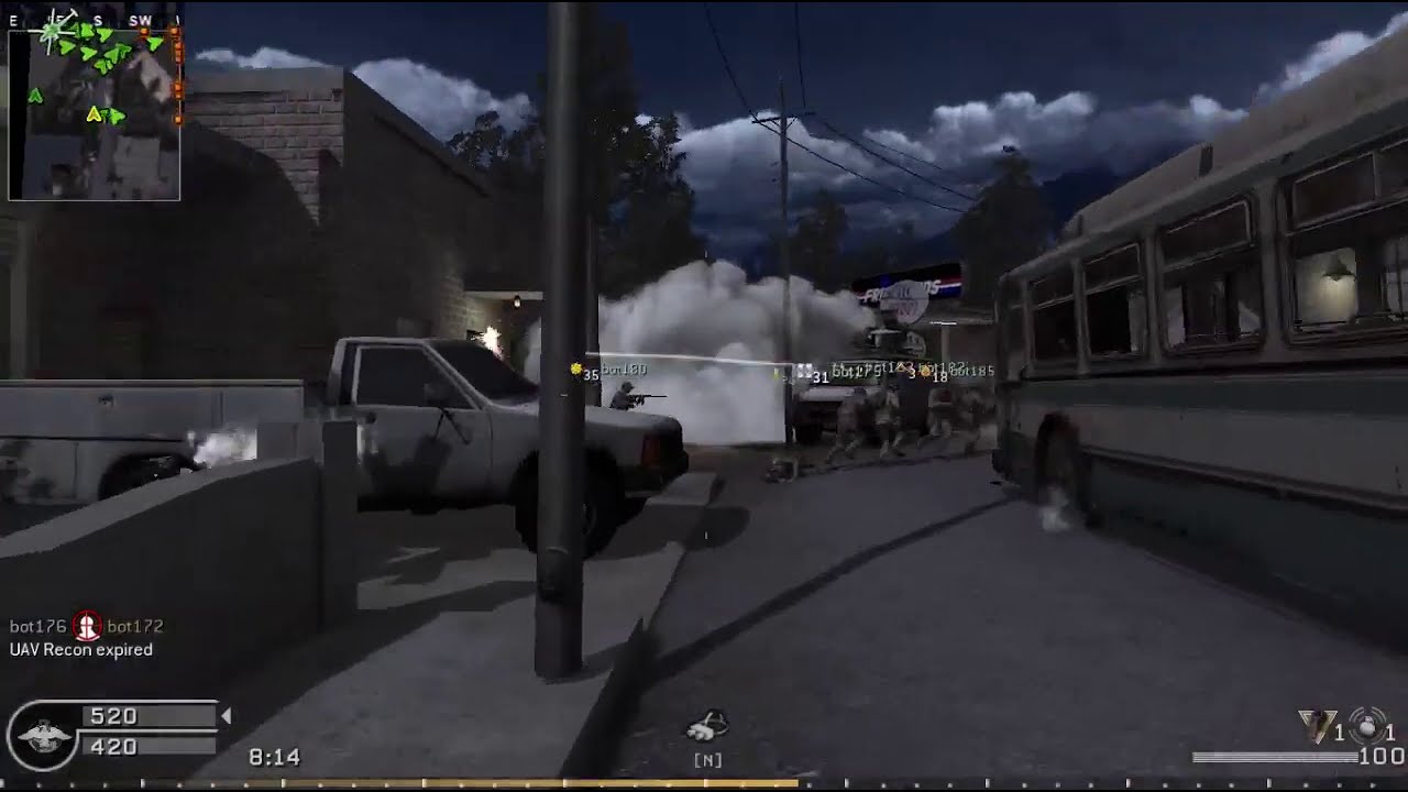 Testing Fritzberg in a CoD team deathmatch with 31 bots