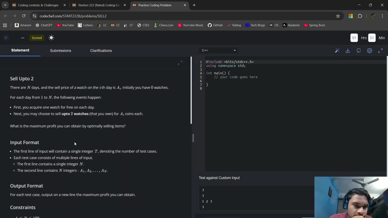 Screencast CodeChef START222B Div 2 (A-C)