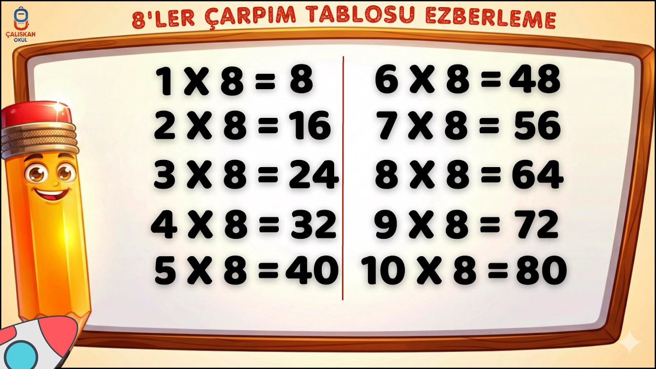 8 'ler Çarpım Tablosu Ezberleme - MEB Uyumlu
