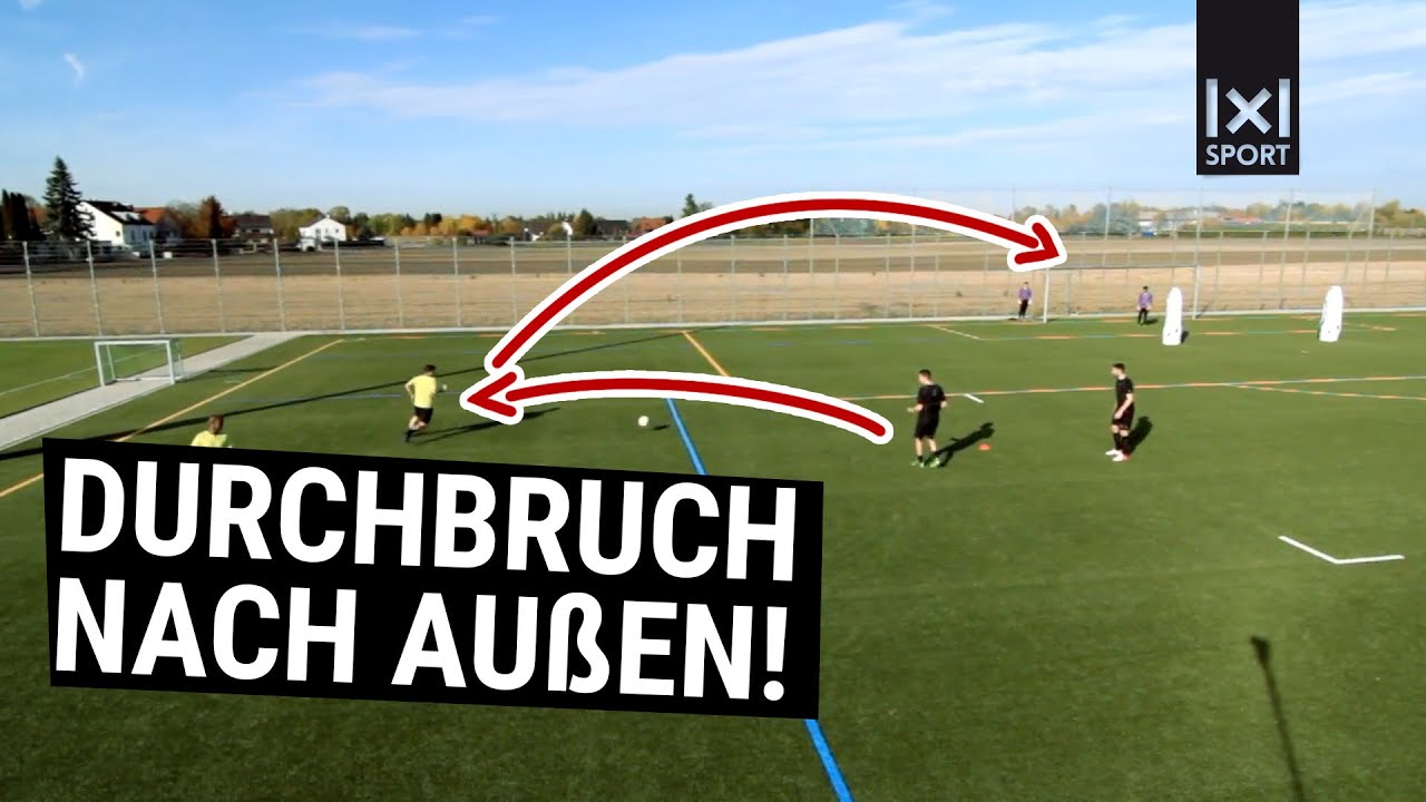 Fußballübung | Spielgestaltung und Taktik: Hoch über Außen