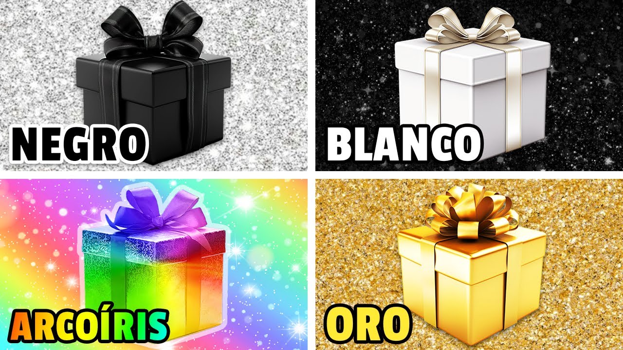 Elige 1 Regalo de 4 🎁🌈🖤🤍👑 Choose Your Gift | Desaf&iacute;o de 4 Cajas de Regalo 🍀