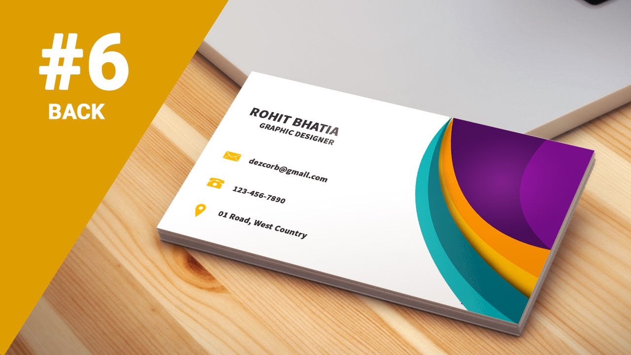 #6 how to design business cards in photoshop cs6 |  Colorful 3D | Back