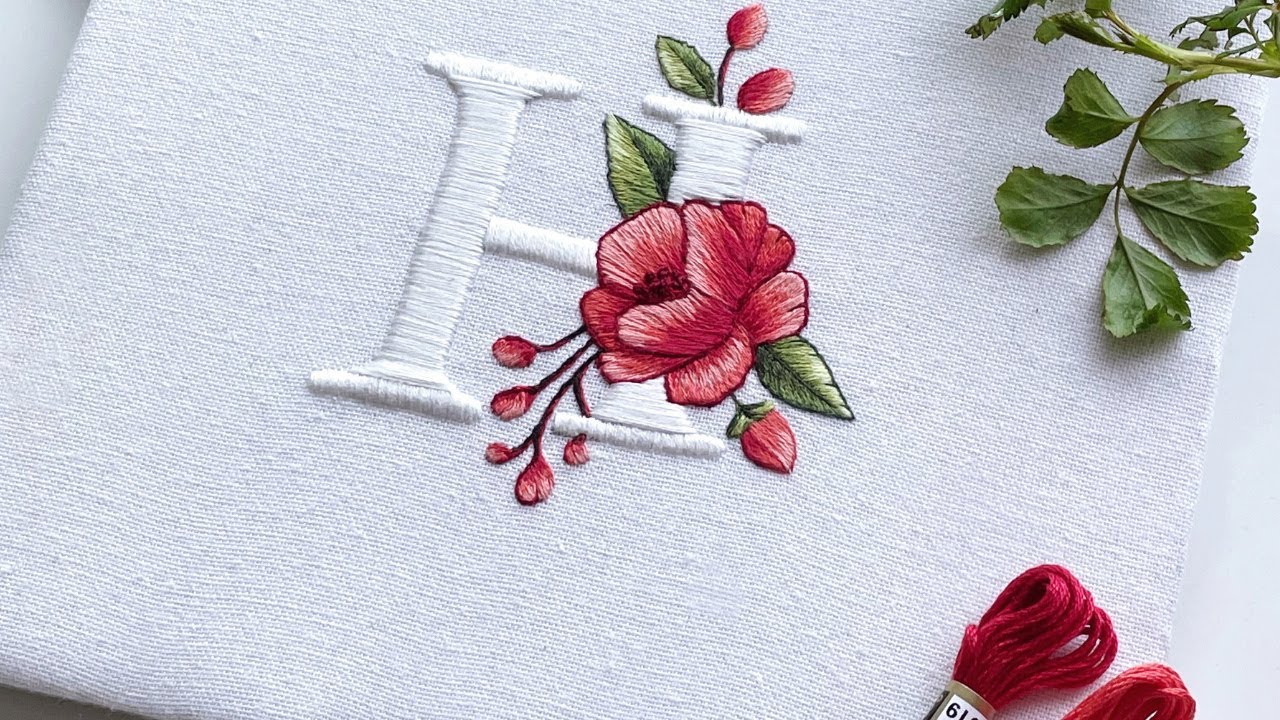 Floral Alphabet Embroidery Designs Part 1 | Stitching Tutorial for beginners | Stitching Leaves