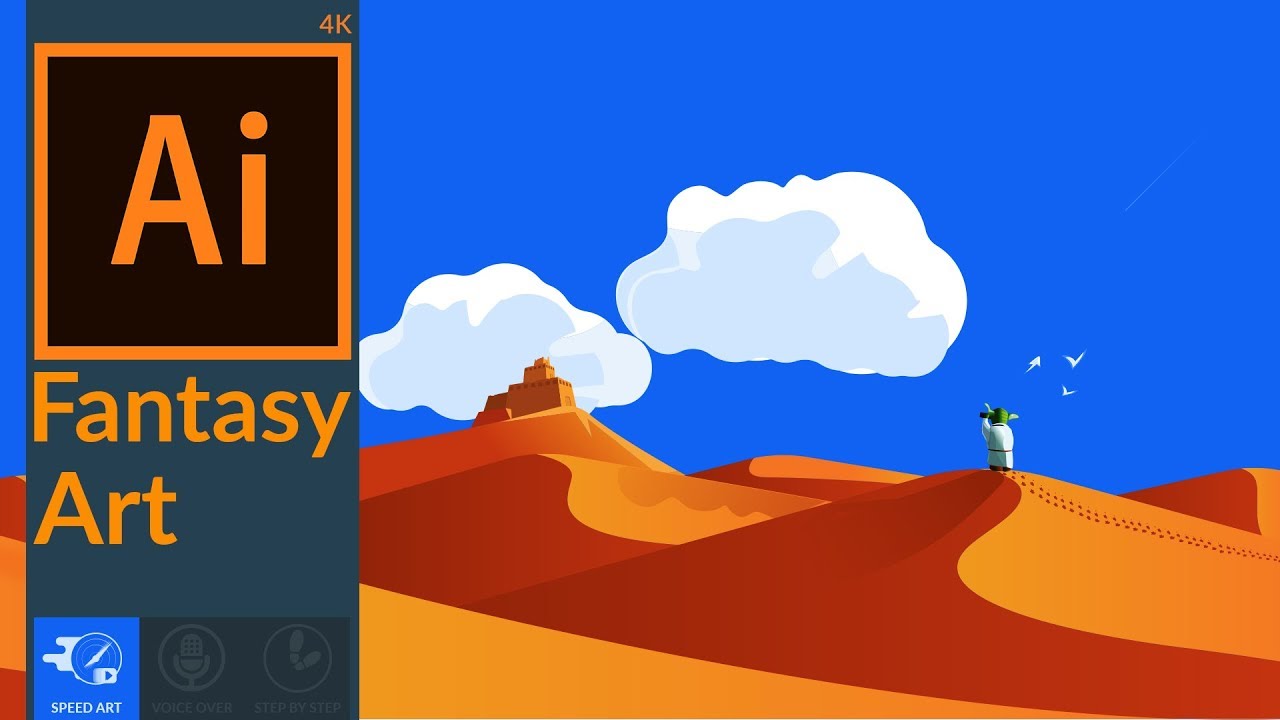 Desert Sky Fantasy Artwork - Flat Design Illustration | Illustrator Speed Art