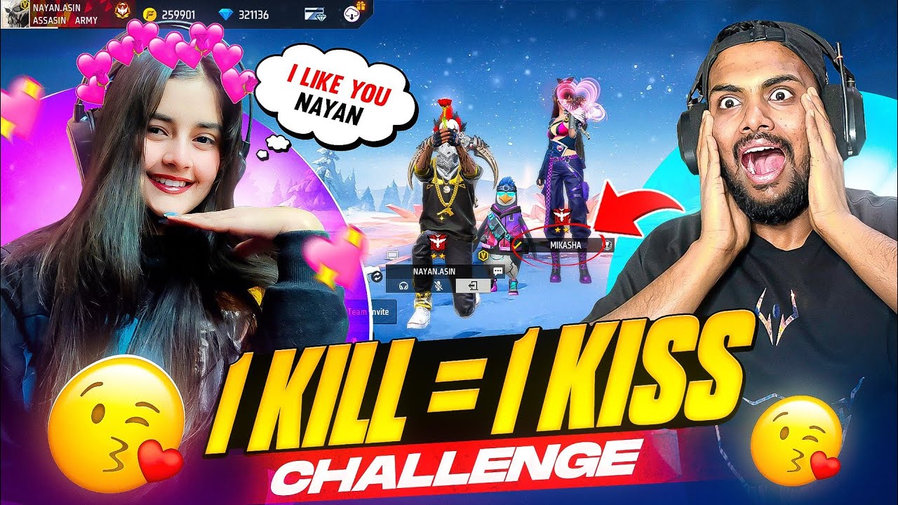 1 Kill = 1 kiss Challenge with Cute Streamer 😁 - Garena Free Fire Max