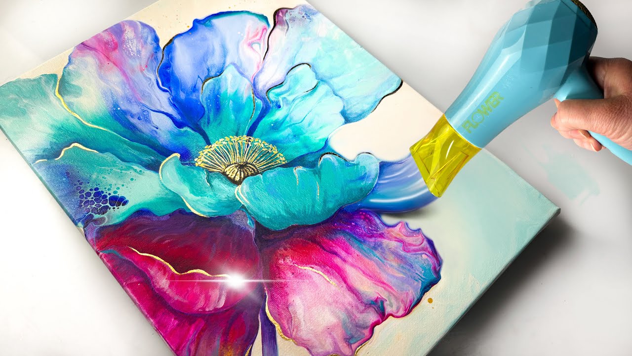 COLOR EXPLOSION! Take Acrylic Pouring to a NEW LEVEL 🤯 Abstract Flower Art | AB Creative Tutorial